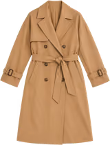 Camel belted trench coat